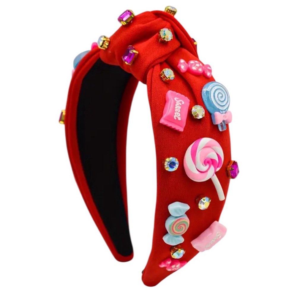 Red Candy and Rhinestone Embellished Headband